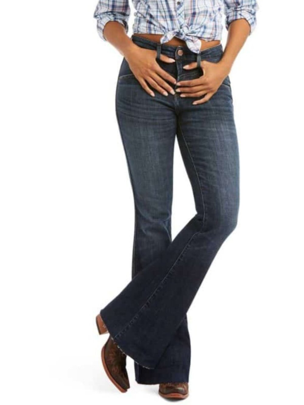 NWT ARIAT Real High Rise Brynlee Flare Jeans Women's 32R Missouri Denim Raw Hem